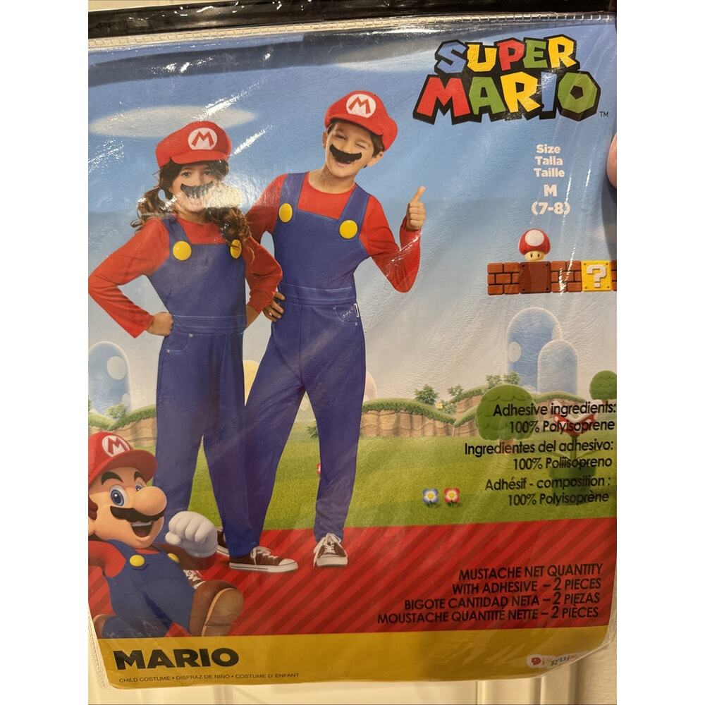Super Mario Bros kid Costume Halloween Medium (7-8)Cosplay Disguise Nintendo